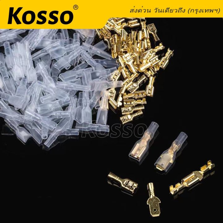 kosso-270ชิ้น-หางปลาทองเหลือง-แท้-ปลอกยาง-เปลือย-แบนเมีย-แบนผู้-หางปลาแบน-หางปลาตัวเมีย-ตัวผู้-ขั้วต่อสายไฟทองเหลือง-ชุดอะไหล่สายเคเบิ้ล-ขั้วต่อหางปลาตัวเมีย-สายไฟ-ต่อสายไฟ-เชื่อมสายไฟ-หางปลาต่อสายไฟ-