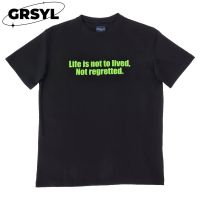 GRSYL BROWNE &amp; CO. เสื้อยืด คอตตอน สีดำ NOT REGRETTED