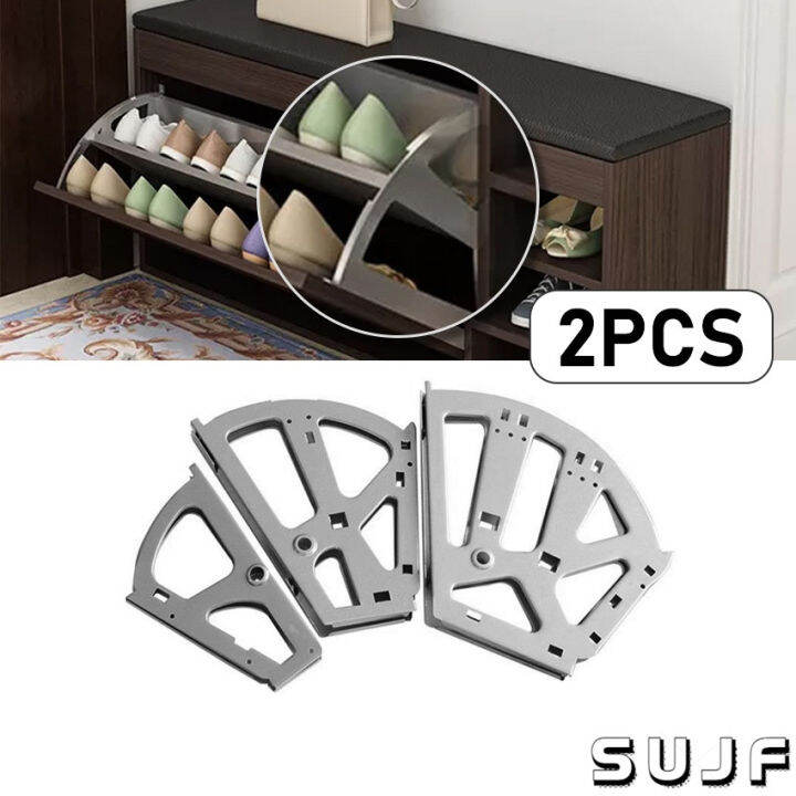 (2PCS) Hinges 1/2/3 Layers Shoe Flip Frame Shoe Rack
