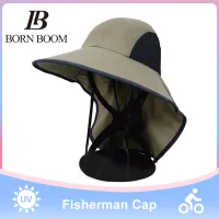 BornBoom หมวกผู้ชายที่บังแบบใหญ่หมวกกันแดดฤดูร้อนหมวกกลางแจ้งระบายอากาศหมวกกันแดดป้องกันรังสี UV จากแสงแดดหมวกตกปลาบังหน้าหมวกกันแดด