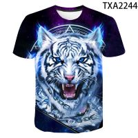 2023 newlion Tiger ฤดูร้อนใหม่ streetwear แฟชั่นเสื้อยืดผู้ชายผู้หญิง3D พิมพ์สัตว์แขนสั้นชายหญิงน่ารักเสื้อ TEE