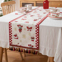 Table Linen Table Runner ดอกทิวลิปสีแดงพู่ธงโต๊ะงานแต่งงานงานแต่งงานระดับไฮเอนด์พู่หางเตียงธงตู้ดูโต๊ะกาแฟผ้าขนหนูตกแต่งที่รองจาน