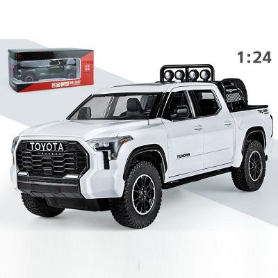 Diecast 1:24 Scala รถกระบะโตโยต้าทุนดร้า Simulazione Lega Pressofuso Suono E Corpo Leggero Titefare Indietro N Orno Auto Giocattolo Regalo