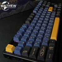 Mathew shop,Blue Samurai PBT Keycap  ปุ่มกดคีย์บอร์ด ลายซามูไร 129 Keys DYE-SUB Cherry Profile Personalized Japanese KeyCaps For Cherry MX Switch Mechanical Keyboard สีฟ้า