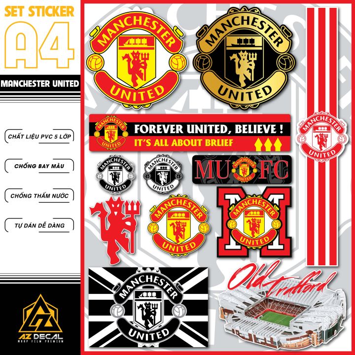 Sticker Bóng Đá Manchester United Dán Tem Xe, Dán Nón, Điện Thoại ...