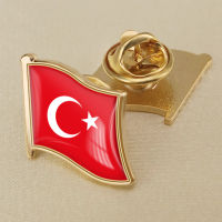 Turkey Turkish Flag Crystal Drop Rubber Badge Brooch Flag Brooch of Countries Around the World All-metal Brooch Copper Brooch Collection