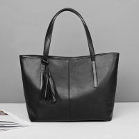 SImple Black Tote Bag Female PU Leather Shoulder Bag Large Capacity Handbag Fashion Solid Color Handle Bag Shopping Womens Tote