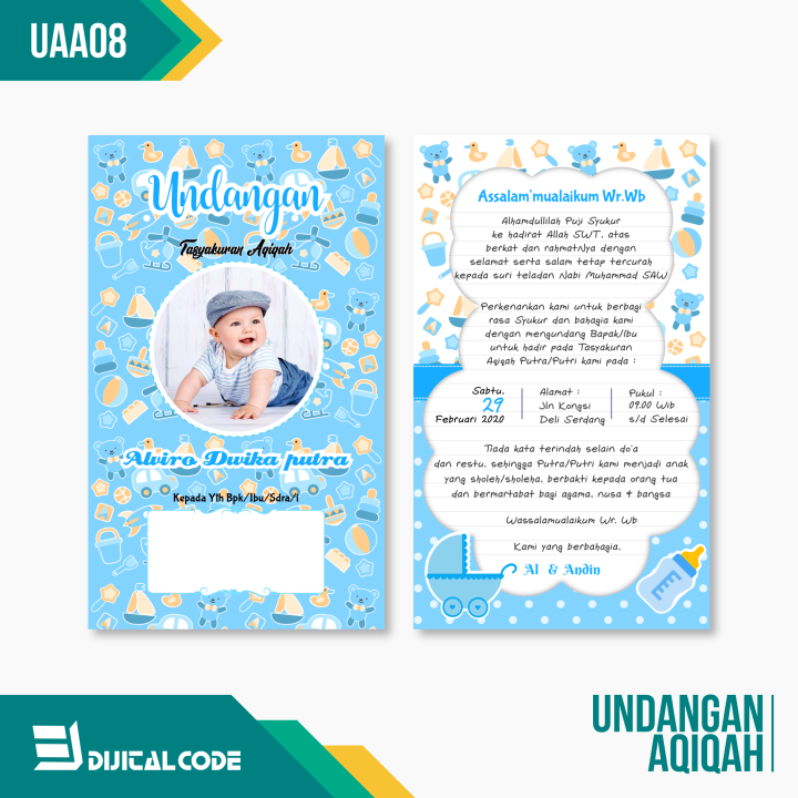 UAA08 Undangan Syukuran Aqiqah Kelahiran Anak | Lazada Indonesia