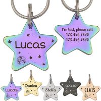 ✧☈☁ Personalized Custom Pet ID Name Tags Star amp; Moon Shape Dog Tag Shiny Stainless Steel Engraved Cat Nameplate Collar Accessories