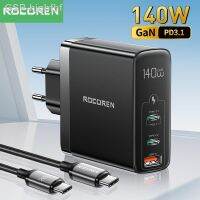 Hjghfhf Rocoren GaN เครื่องชาร์จ140W 100W 65W QC 4.0 3.0ชาร์จเร็ว USB Type C สำหรับ MacBook iPhone 14