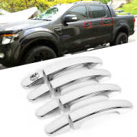 8Pcs Car Outer Door Handle Trim Chrome Cover Fit For Ford Ranger T6 2012 2014 2015 2016 Exterior Decoration Car Essories