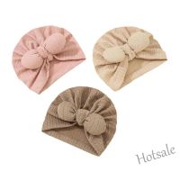 【hot sale】▨✴๑ C05 0-18M Solid Color Bow Baby Turban Hat Cute Bowknot Jacquard Newborn Boys Girls Infant Caps Autumn Winter Warm Infant Bonnet