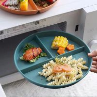Food Dish Round Home Kitchen Reusable Dinner Plate Dinnerware For Adults Portion Control Diet 3 Compartments Microwave Safe PP