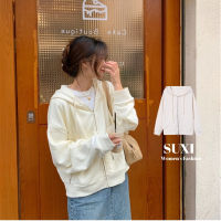 Suxi เสื้อกันหนาวลําลอง มีฮู้ด ขนาดใหญ่ แบบบาง แฟชั่นฤดูใบไม้ร่วง สําหรับผู้หญิง