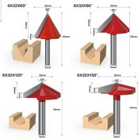 2/3/4pcs/set 6mm V BitCNC ดอกเอ็นมิลคาร์ไบด์แข็ง ทังสเตนเหล็กตัดไม้กัด 3D ไม้ MDF เราเตอร์บิต