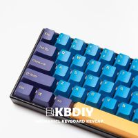 Kbdiy ปุ่มกด PBT  ยิงสองครั้ง127คีย์โปรไฟล์ OEM สีน้ำเงินที่กำหนดเองสำหรับคีย์บอร์ดเล่นเกมเชิงกล Nautilus 61 Gk61ตัวครอบปุ่มคีย์บอร์ด