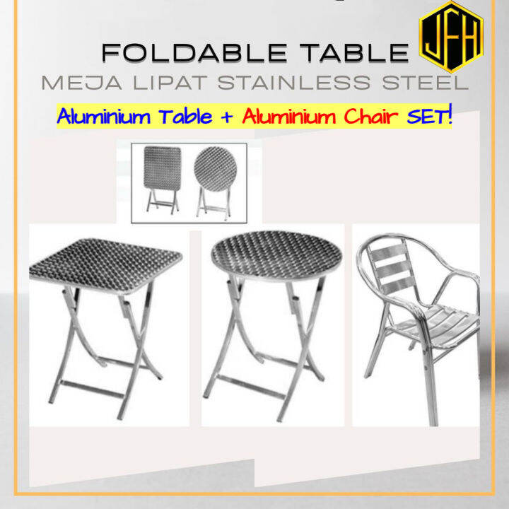 JFH Furniture Outdoor Garden / Set Cafe Set / Modern Stylish Aluminium Garden Chair Table Set