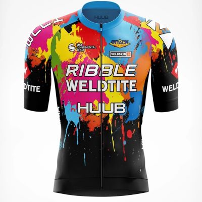 ▬﹍✻  New Ribble Weldtite HUUB Cycling Jersey Summer High Quality Team Men Clothing Short Sleeve Quick Dry Maillot Ropa Ciclismo 2021