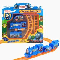 Thomas and friends electric plastic train Head childrens toys with Two carriages track set childrens Christmas gift toys