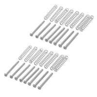 16 Pcs M2.5X32MM Electric Guitar Humbucker Pickups Adjust Height Screw and Spring - Pitch 0.4mm - Silver