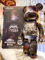 Bearbrick S Tarry Sky Qianqiu ผงทองรุนแรงหมี Bearbrick Electroplated สีดำทองและเงิน Qianqiu ร่วมสามารถแหวน400%