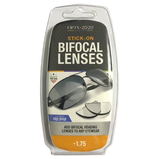 Hydrotac Optx 20/20 Stick On Magnification Reusable Bifocal Lenses, +1.