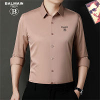 ?【7สี】ต้นฉบับ Balmanis ผู้ชายเสื้ออย่างเป็นทางการนุ่มสบายที่มีคุณภาพสูงสีทึบทำงานผู้ชายเสื้อลำลองออกแบบใหม่แขนยาวชายท็อปส์?