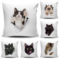 45*45cm Cat Peek Cushion Cover Scottish Fold Cat Polyester Pillowcase