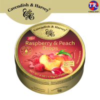 Cavendish &amp; Harvey RASPBERRY &amp; PEACH DROPS FILLED คาเวนดีส แอนด์ ฮาร์วี่ย์ ลูกอม รส ราสเบอรี่ ลูกพีช 175กรัม