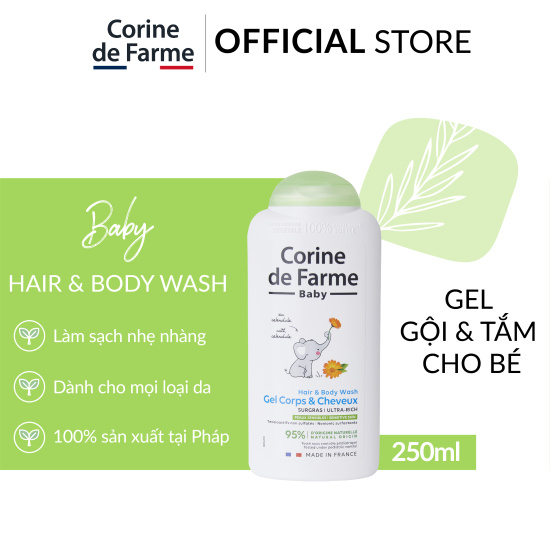 Gel gội và tắm cho bé corine de farme hair & body wash 250ml - ảnh sản phẩm 2