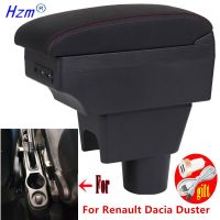 ที่วางแขนเก็บฝุ่นสำหรับเรโนลต์สำหรับที่ถือหนัง PU แก้วที่วางแขนรถยนต์ Renault Dacia Duster I 2010-2019คอนโซลกลาง