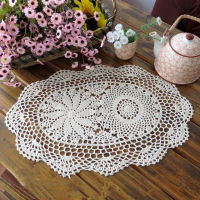 HOT รูปไข่ผ้าฝ้าย placemat ถ้วย coaster handmade ดอกไม้คริสต์มาสตารางเสื่อผ้าโครเชต์ doily ปีใหม่งานแต่งงาน pad-mu xuan trade