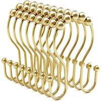 12 Pcs Shower Curtain Hooks, Shower Curtain Rings Rust Proof Balanced Glide Double Shower Curtain Hooks