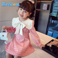 ชุดยาวขนาดกลางชุดเจ้าหญิงโบว์ childrens sweet bows, princess dresses, childrens long sleeve dresses