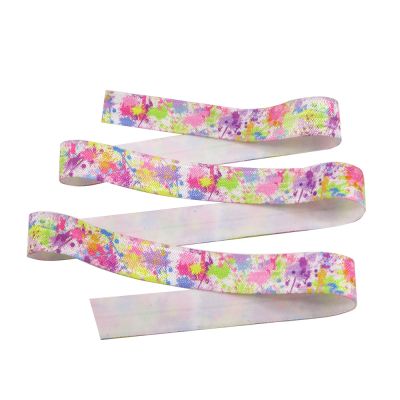 ✹✓♈ 5 Yards 16mm Flower Animal Printed Fold Over Elastic Foe Ribbon Elastic Band DIY Headband Crafts Supplies5Yc7613