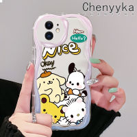 เคส Chenyyka สำหรับ iPhone 11 11 Pro 11 Pro Max เคสลายการ์ตูนน่ารักลาย Pochacco ดีไซน์ใหม่เนื้อครีมขอบคลื่นนุ่มเคสมือถือกันกระแทกแบบใสโปร่งใสลายกล้องถ่ายรูปเรียบง่ายอ่อนโยนฝาครอบป้องกัน