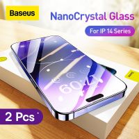 ◆☁ Baseus 2Pcs Nano Crystal Tempered Glass Film For iPhone 14 13 Pro Max Protector Glass Tempered Film Anti-Peeping Screen Glass