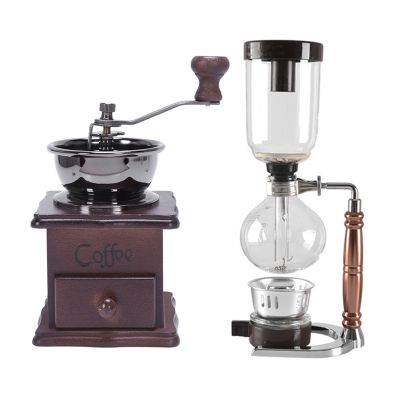 Manual Coffee Grinder, Hand Coffee Beans Grinding Machine &amp; Japanese Style Siphon Coffee Maker Tea Siphon Pot