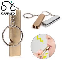 OFFWILD พวงกุญแจสำหรับเครื่องมือ EDC แคมป์ปิ้ง,พวงกุญแจสำหรับเดินป่ากลางแจ้งแคมป์ปิ้งอะลูมินัมอัลลอยนกหวีดช่วยชีวิต1/2ชิ้นคุณภาพสูง