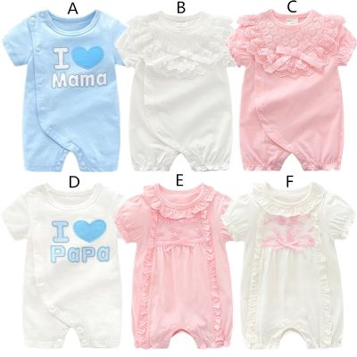 Summer Baby Girl Clothes New Born Short Sleeve Rompers Princess Lace Cotton Infant Jumpsuit