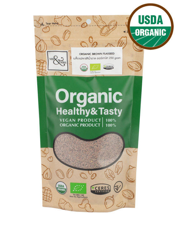 Mr. & Mrs. เมล็ดแฟลกซ์สีน้ำตาล Organic Brown Flaxseeds (250g)