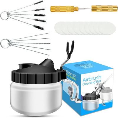 Airbrush Cleaning Kit with Holder 5Pcs Cleaning Needles, 5Pcs Cleaning Brushes, 9 Cotton Filter