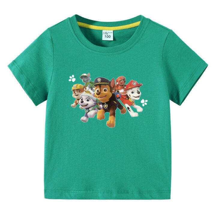 paw-patrol-เสื้อยืดแขนสั้นลายการ์ตูนสำหรับเด็ก-เสื้อซับในผ้าฝ้ายแขนสั้นเด็กชายหญิงทารกฤดูร้อน0000