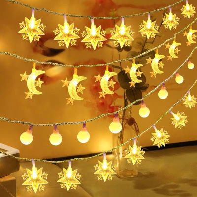 Ramadan Decor LED Light String on USB/Battery Star Moon Fairy Garland Bedroom Lamp Holiday Lighting Party Wedding Decoration
