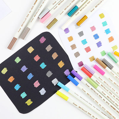 1520Colors Soft Brush Metallic Marker Pen Set Art Marker Paint Pen For DIY Scrapbooking Crafts Black Paper Rock Glass Supplies