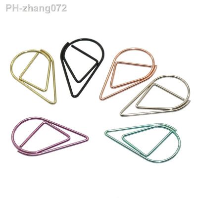 60 Pcs 6 Colors Metal Material Drop Shape Paper Clips Funny Kawaii Bookmark Office Shool Stationery Marking Clips