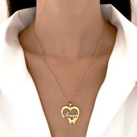 [COD] European and ins stainless steel hollow love necklace fashion creative English letter butterfly clavicle chain net red