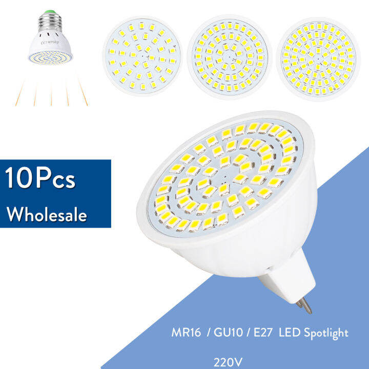 10ชิ้นโคมไฟไฟ-smd-หลอดไฟสปอตไลท์-led-e27-mr16-gu10ประหยัดพลังงาน4w-6w-8w-220v-240v-2835