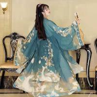 Hanfu ผู้หญิงสไตล์จีน Jin ระบบ Cross-Neck เอว-ความยาวกระโปรง Wei Jin สไตล์ทุกวันเสื้อผ้าโบราณฤดูใบไม้ผลิและฤดูใบไม้ร่วง