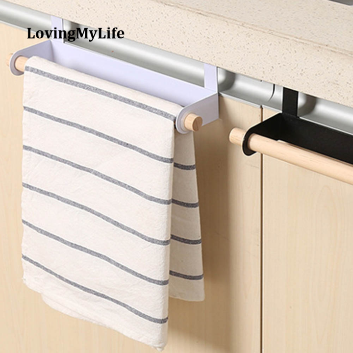 lovingmylifeชั้นวางผ้าขนหนู1-pcผ้าเช็ดสำหรับห้องครัวผู้ถือกระดาษม้วนเก็บที่แขวนกระดาษทิชชู่แขวนภายใต้ประตูตู้เก็บของ26-9-6-5ซม